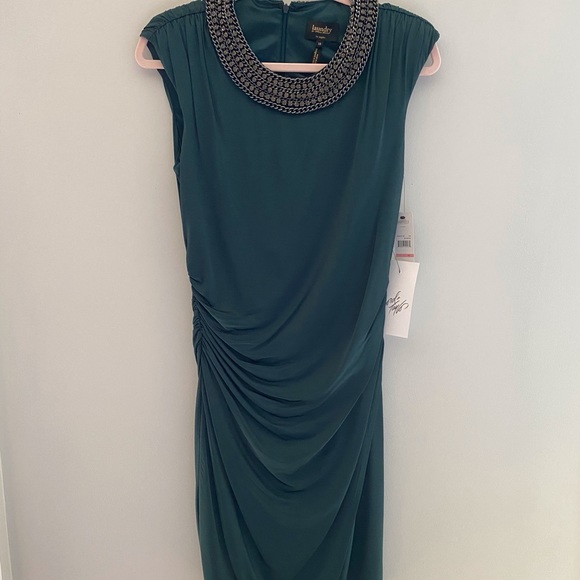 NWT Laundry by Shelli Segal green ruched dress - Picture 3 of 8